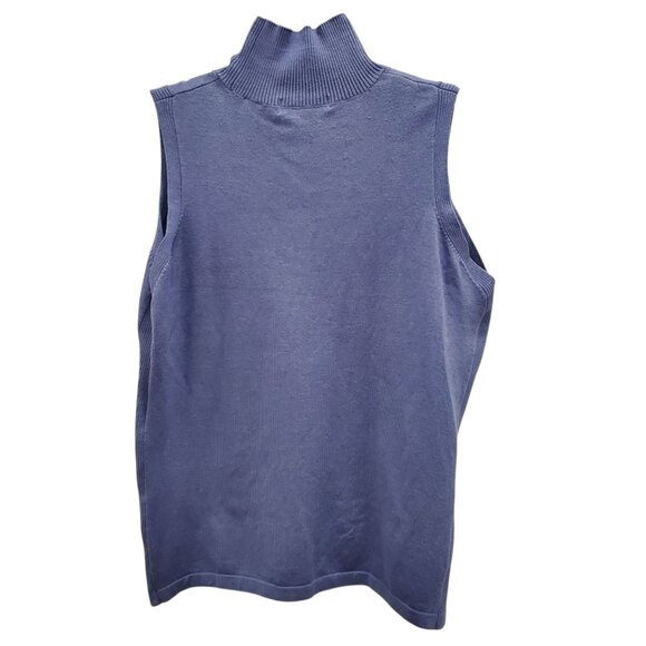 Amanda Smith Women's Vintage Steel Blue Silk Blend Sleeveless Mock Neck Shell M - Picture 7 of 7
